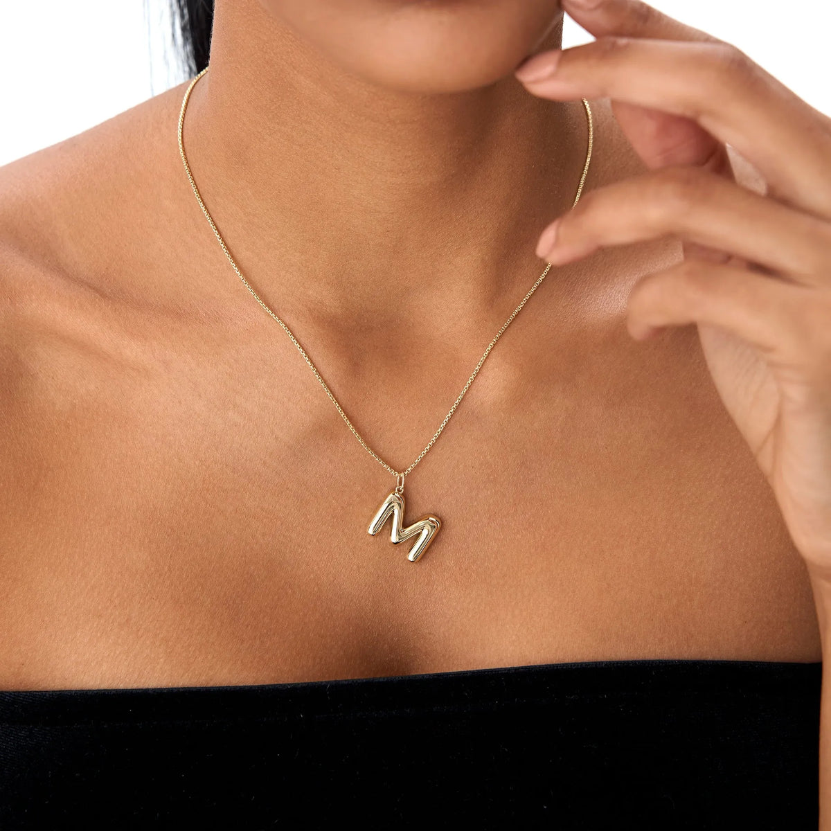 14k Solid Gold Balloon Initial Letter Pendant