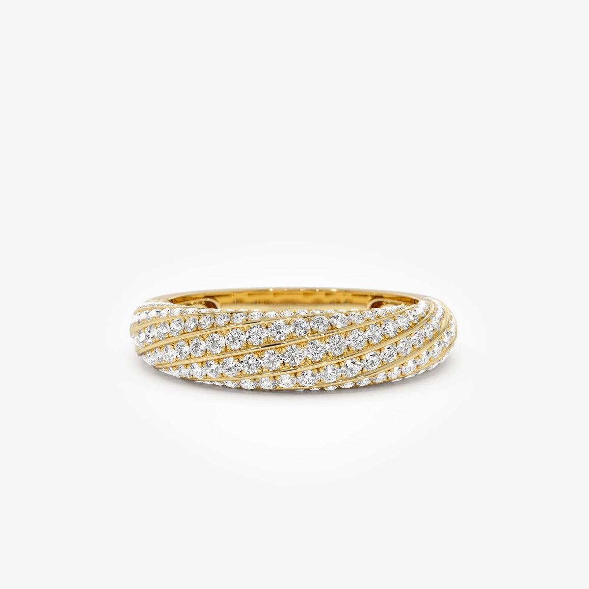 14K Solid Gold Round Diamond 0.85 Carat Pave Unique Twist Design Ring