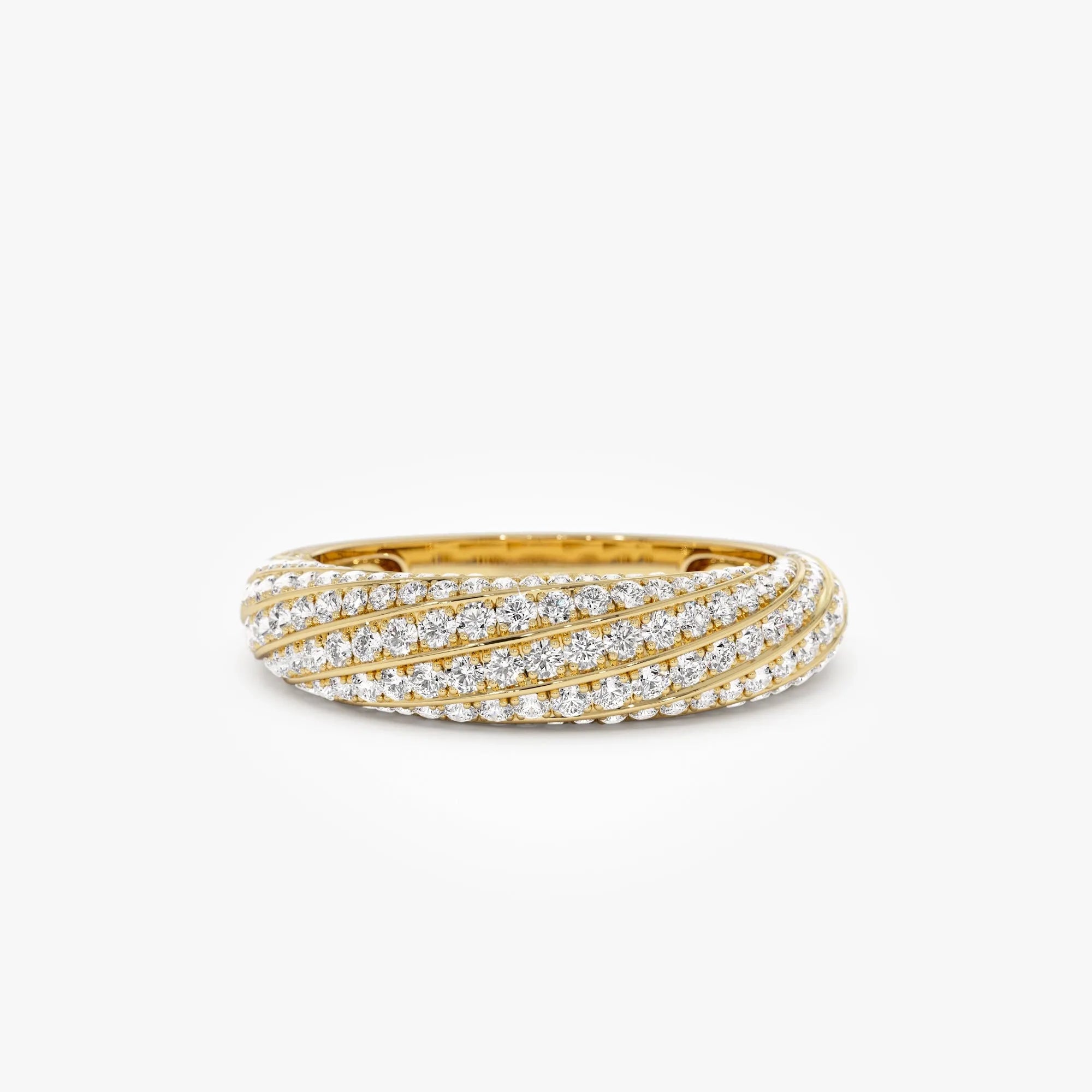14K Solid Gold Round Diamond 0.85 Carat Pave Unique Twist Design Ring