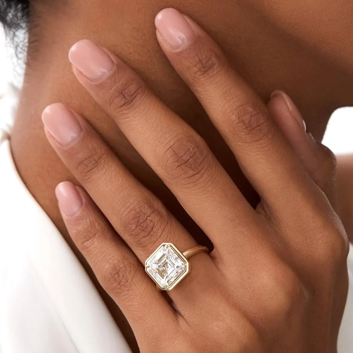 5.00 Ctw Asscher Cut Lab Grown Diamond Engagement Ring in 14K Gold