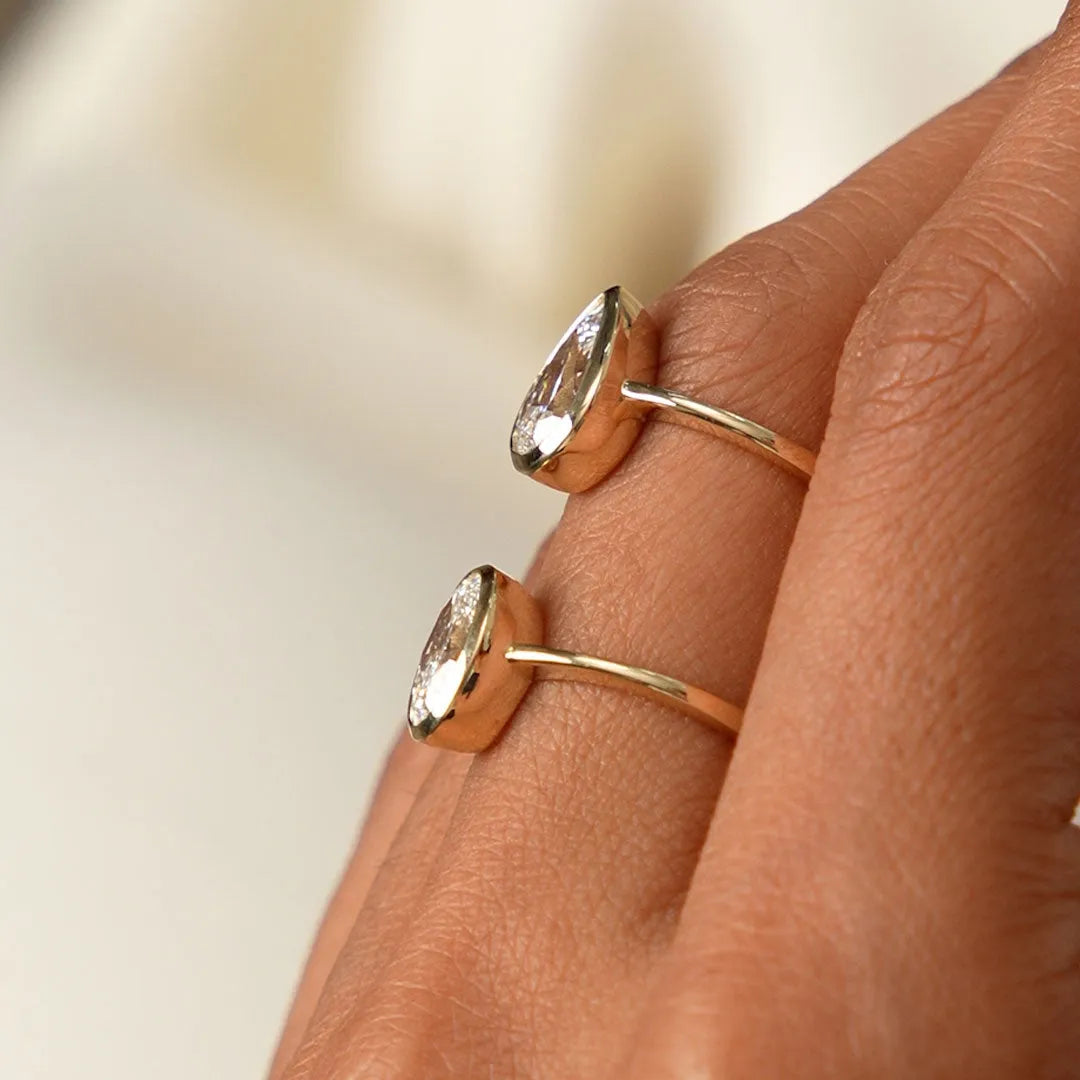 14k Gold 1.50 Ctw Oval Lab Grown Diamond Bezel Setting Engagement Ring Celina