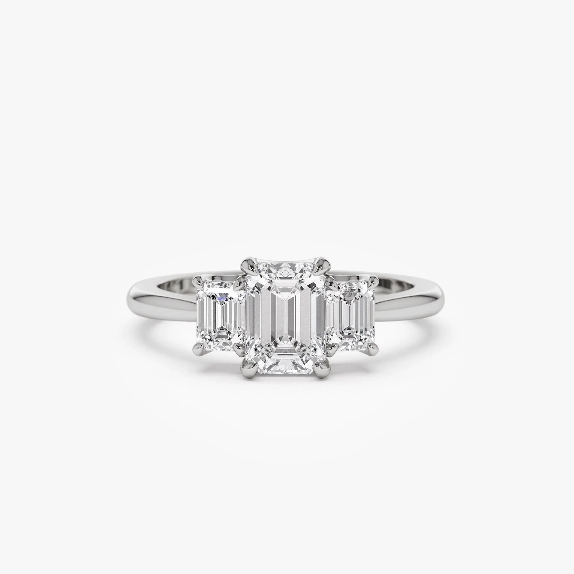 14k Gold 1.50 ctw Lab Grown Diamond Emerald Cut Three Stone Engagement Ring