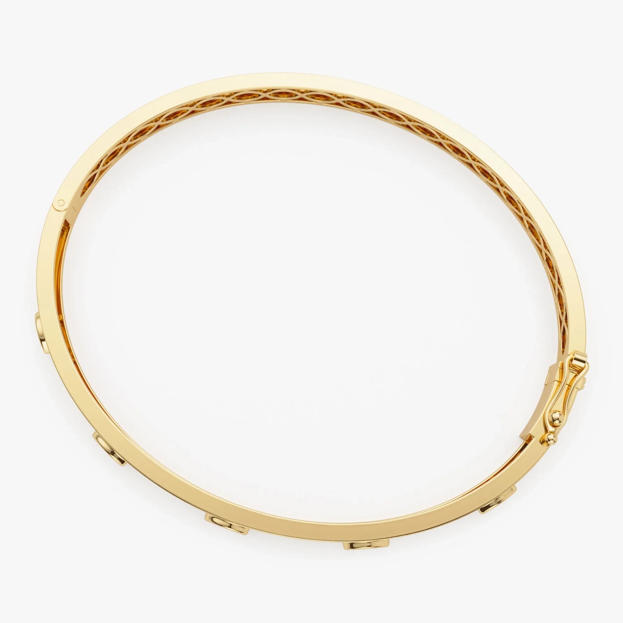 14K Solid Gold 0.30 CTW Marquise Diamond Bezel Set Bangle