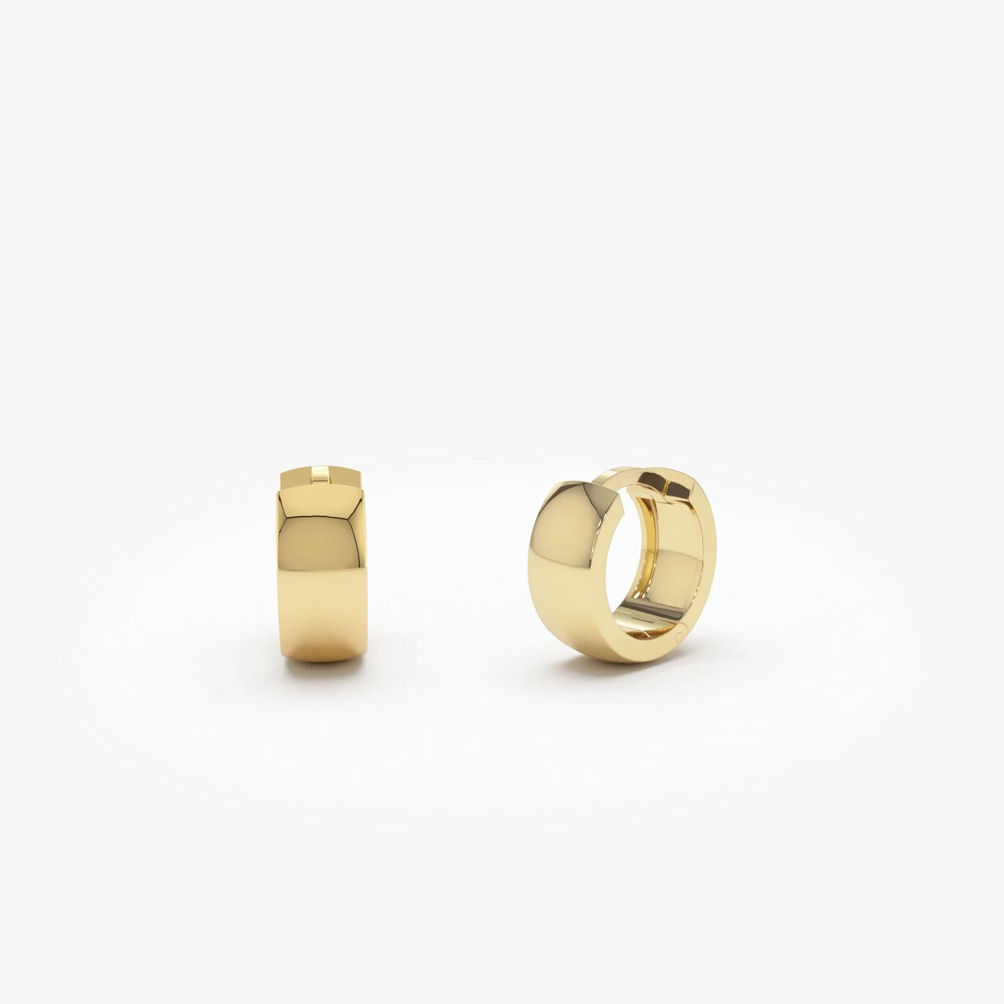 14k Solid Gold Chunky Huggie Hoop Earrings 5mm Width Polished Design