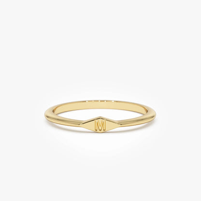 14k Gold Diamond Shape Initial Ring Graduated Band
