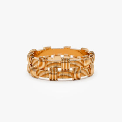 14k Solid Gold Ribbed Woven Stackable Band Ring