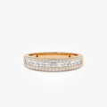 14k Gold Diamond Baguette and Round Cut Horizontal Set Anniversary Band 0.59 ctw