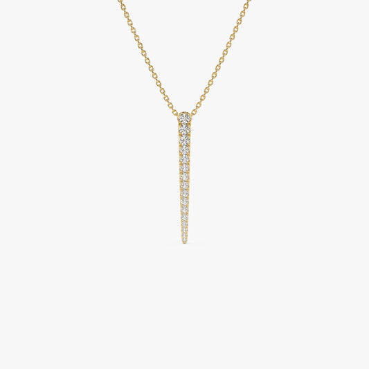 14K Solid Gold 0.23 CTW Round Diamond Tapered Bar Necklace