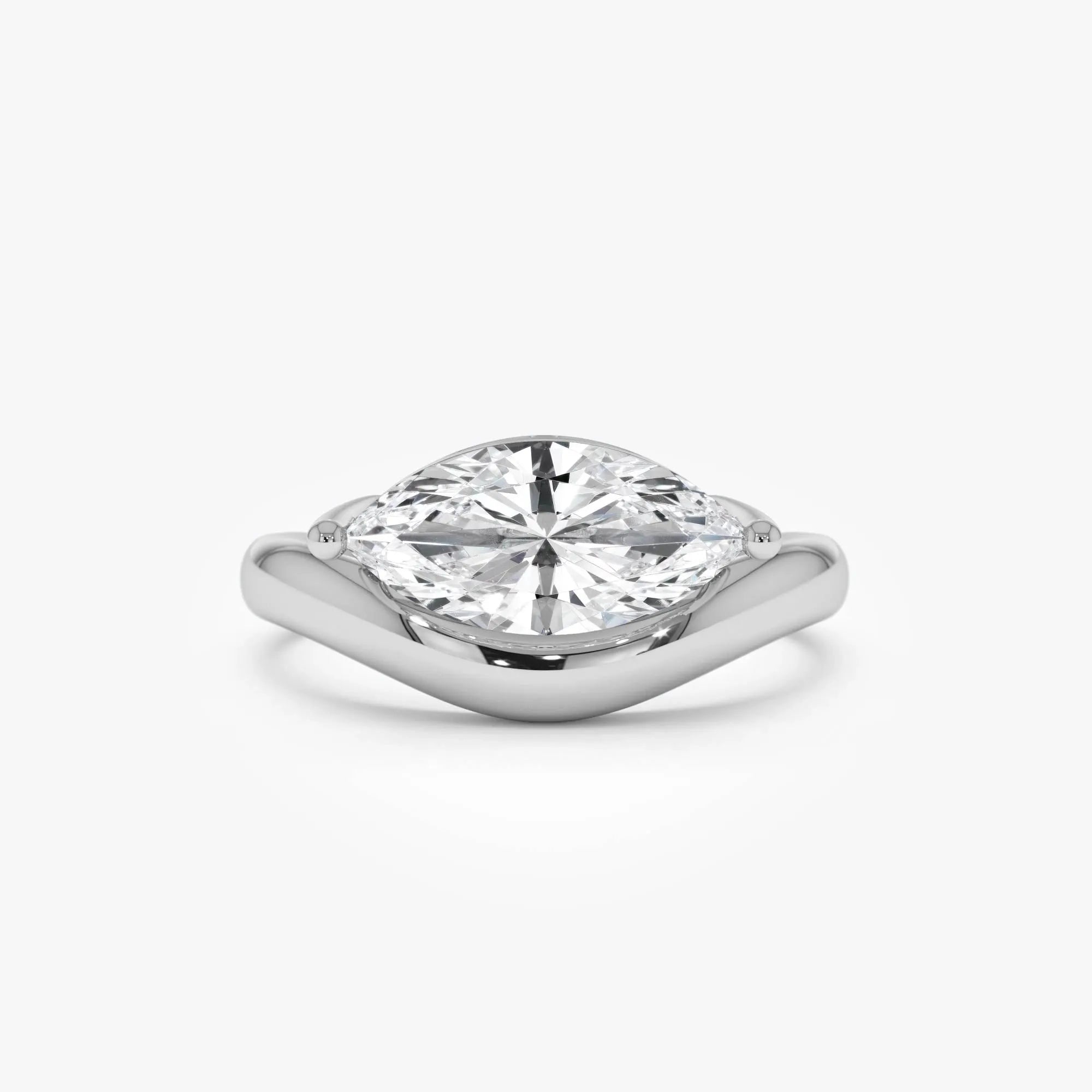 14k Gold 1.50 Carat Marquise Lab Grown Diamond Contemporary Design Ring
