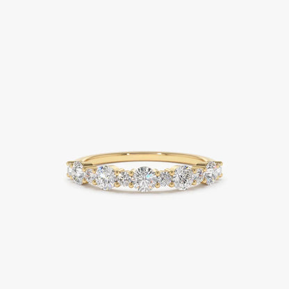 14k Gold 0.69 ctw Mixed Size Round Diamond Anniversary Ring