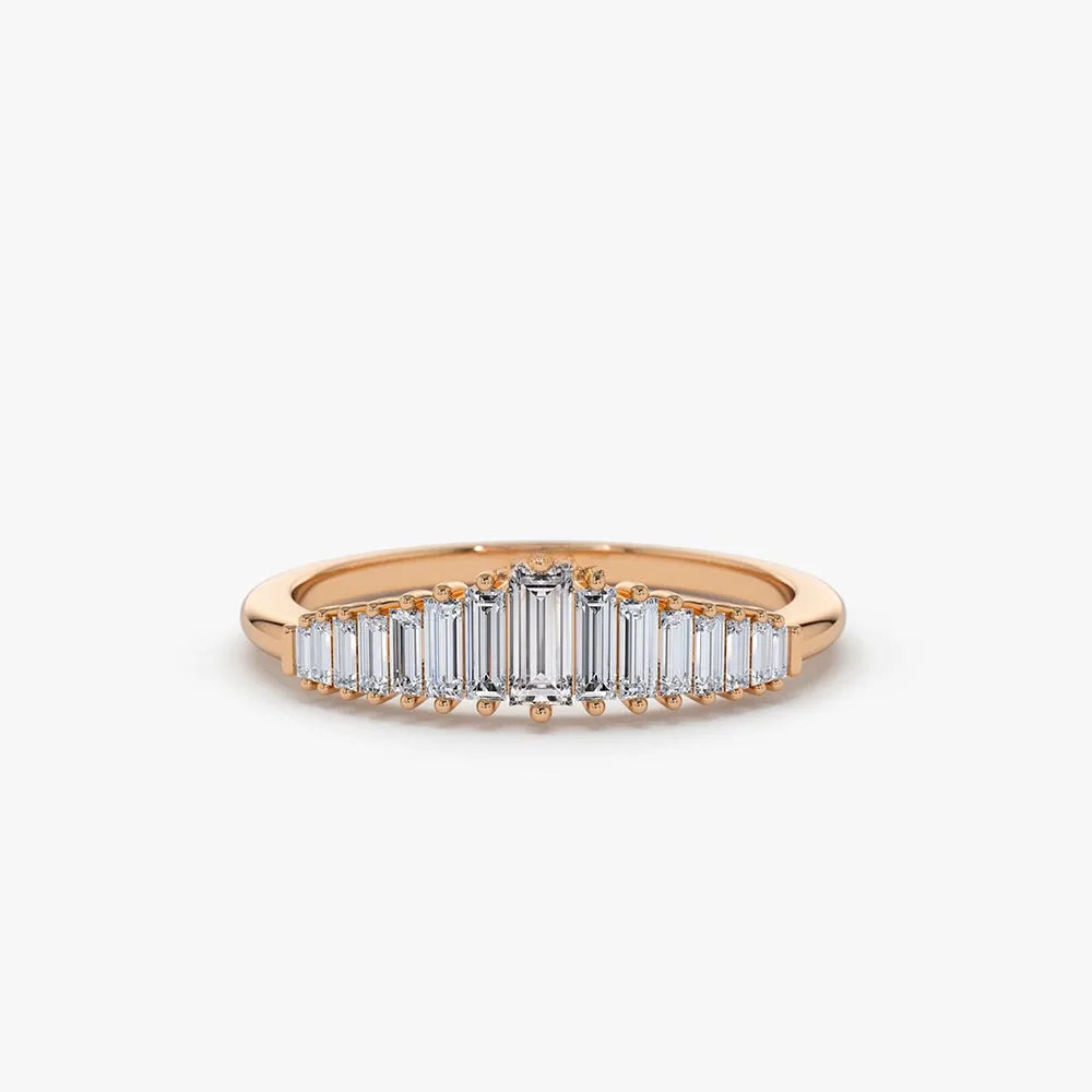 14K Gold Tapered Baguette Diamond Tiara Ring 0.30ctw Prong Setting
