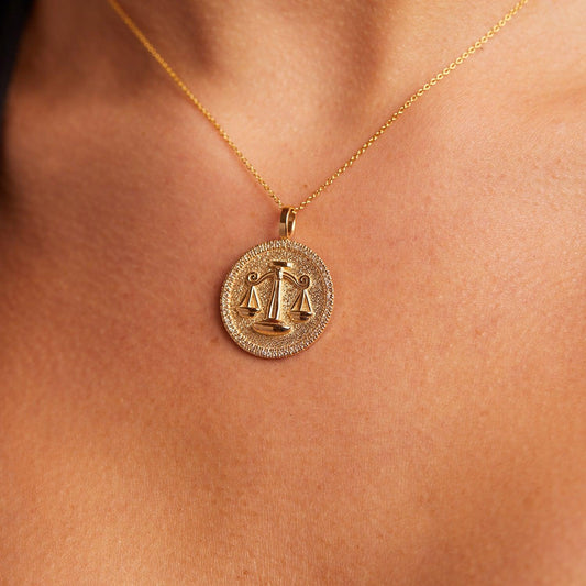 Diamond Zodiac Coin Medallion Charm
