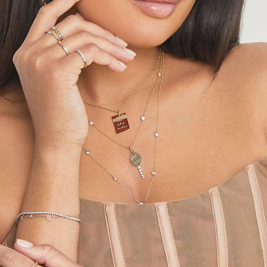 Engravable Tapered Diamond Key Charm