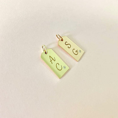 Diamond Initial Tag Charm