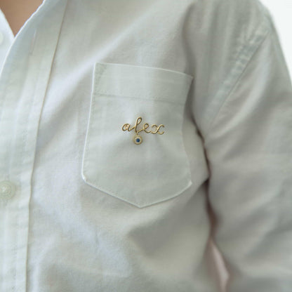 Mini Letter Name Pin with Round Eye Charm