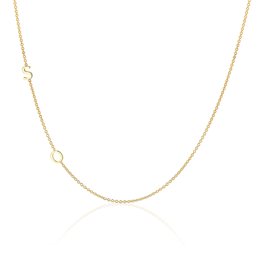 14K Gold Asymmetrical Multi Initial Necklace