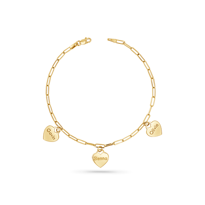 Custom Name Drop Heart Charm Bracelet