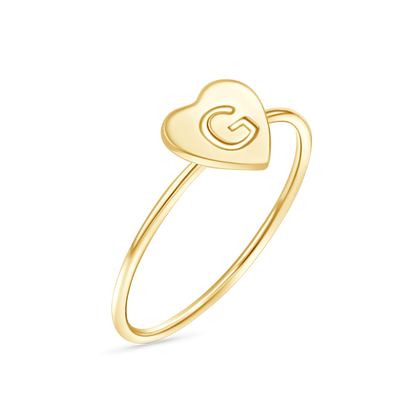 Moyen Initial Heart Ring