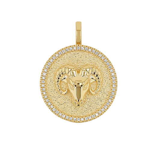 Diamond Zodiac Coin Medallion Charm
